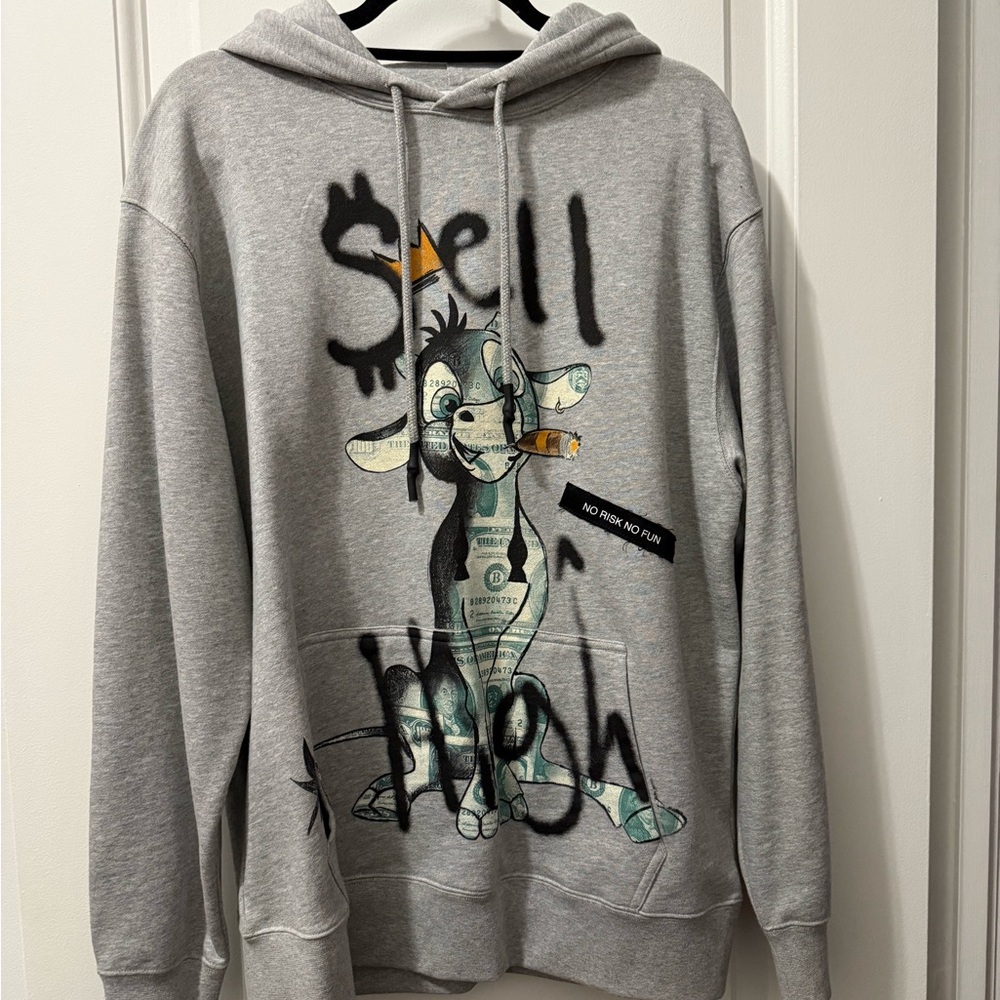 Limited Edition Gray Graphic Hoodie - Medium Oversized